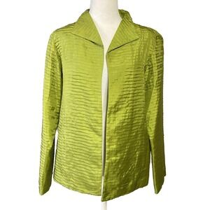 Silkland Womens‎ Blazer Jacket Medium Silk Green Open Front Casual Work